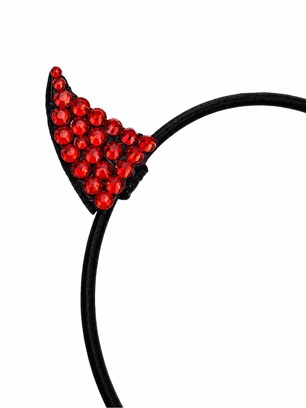 Siam Red Crystal Mini Devil Ears Luxe Crystal Headband Spooky Goth Cute New